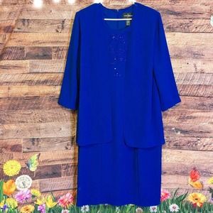 John Roberts size 12 Blue one piece. Office, special occasion, mother of bride.